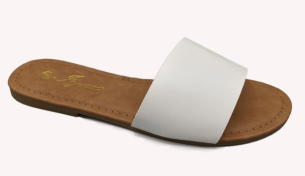 WHITE SLIP ON SANDALS